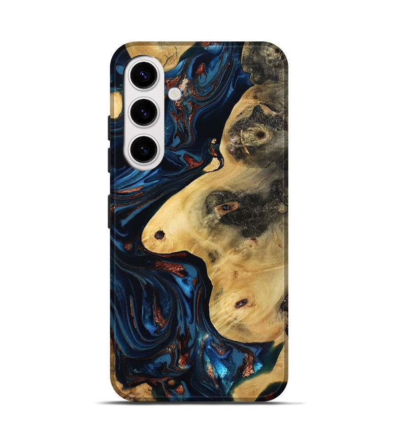 Galaxy S25 Wood Live Edge Phone Case - Natalie (Teal & Gold, 816892)