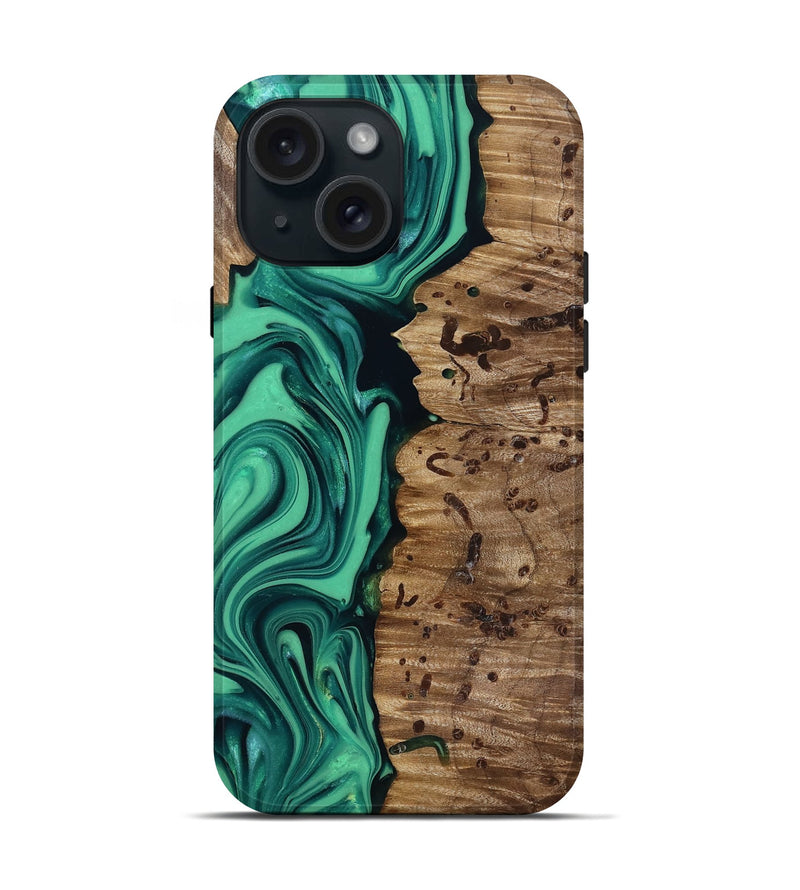 iPhone 15 Wood Live Edge Phone Case - Ulises (Green, 816897)