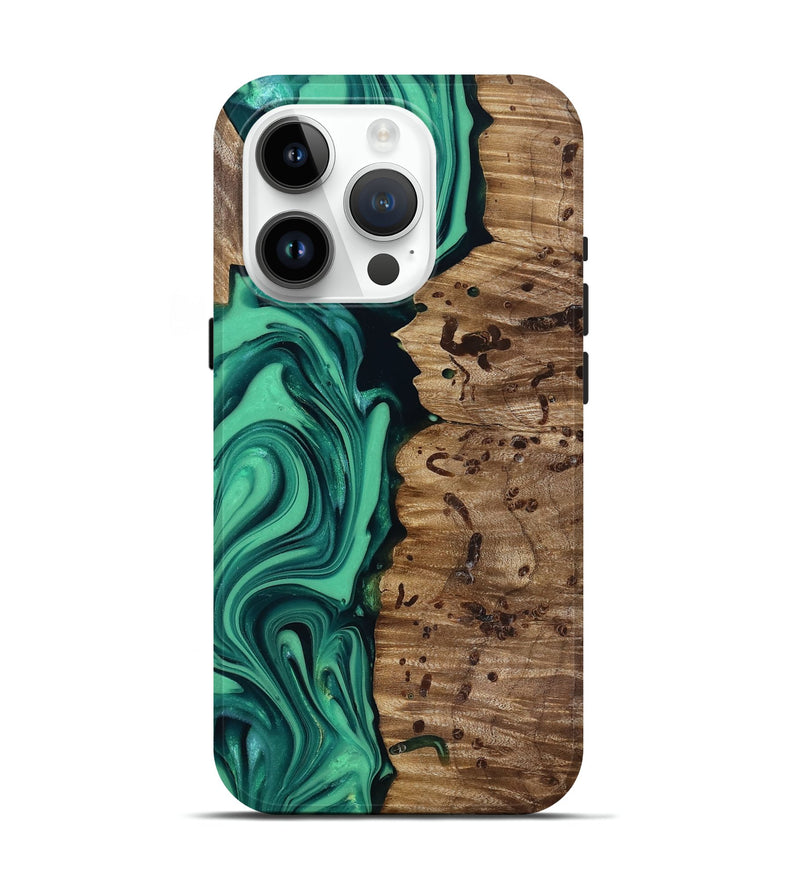iPhone 15 Pro Wood Live Edge Phone Case - Ulises (Green, 816897)