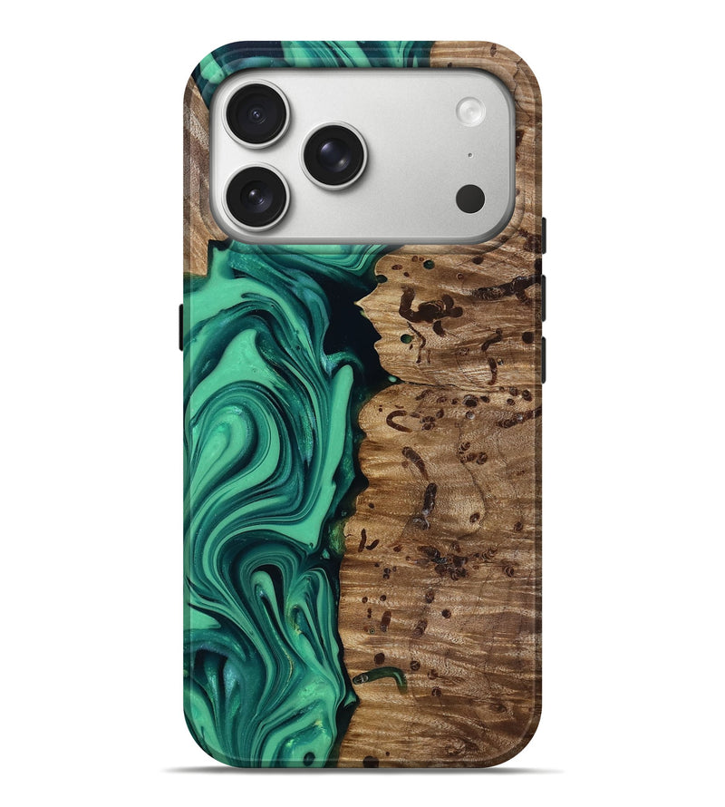iPhone 17 Pro Max Wood Live Edge Phone Case - Ulises (Green, 816897)