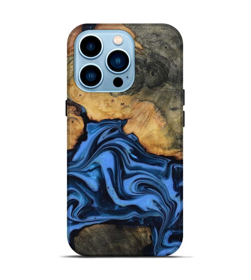 iPhone 14 Pro Wood Live Edge Phone Case - Alfred (Blue, 816901)