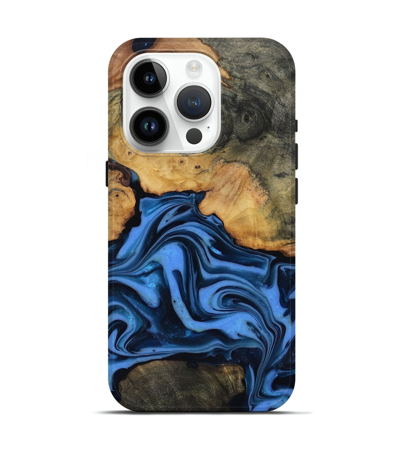 iPhone 15 Pro Wood Live Edge Phone Case - Alfred (Blue, 816901)