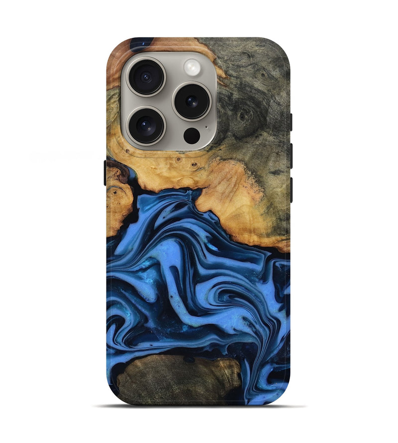 iPhone 16 Pro Wood Live Edge Phone Case - Alfred (Blue, 816901)
