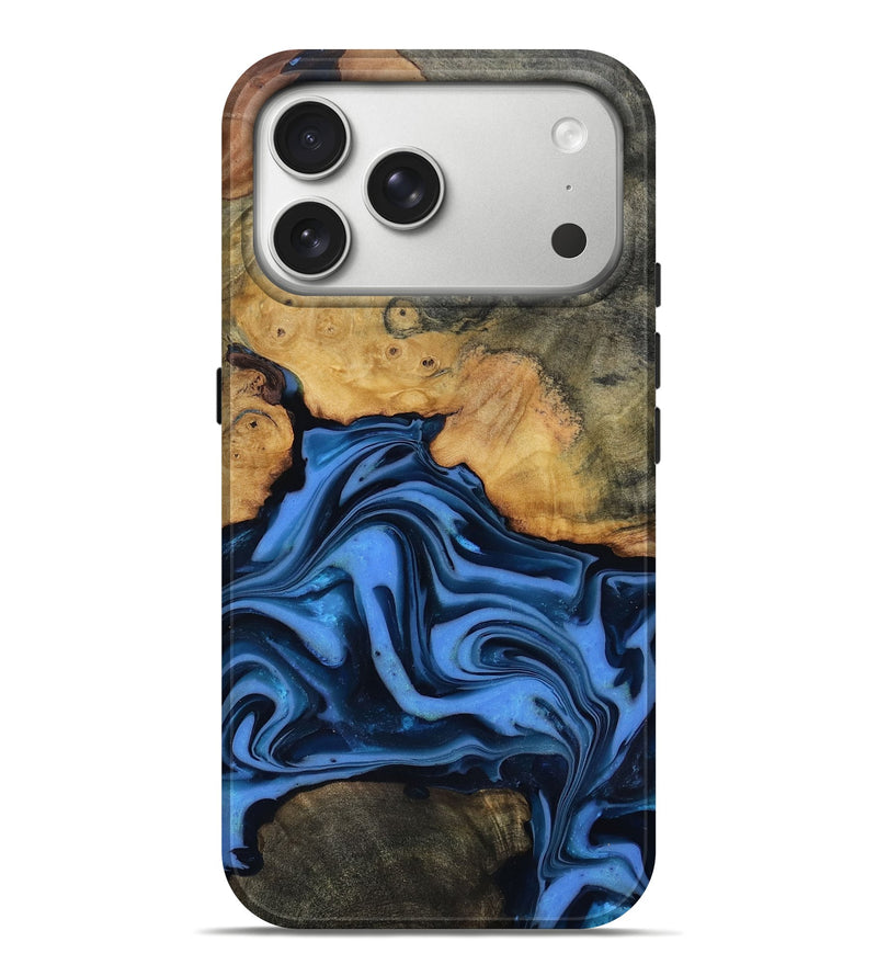 iPhone 17 Pro Max Wood Live Edge Phone Case - Alfred (Blue, 816901)