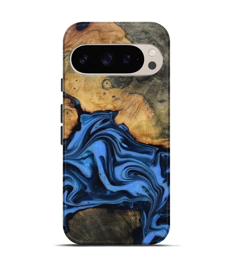 Pixel 9 Pro Wood Live Edge Phone Case - Alfred (Blue, 816901)