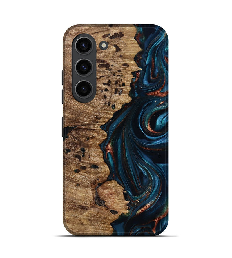 Galaxy S23 Wood Live Edge Phone Case - Misael (Teal & Gold, 816902)