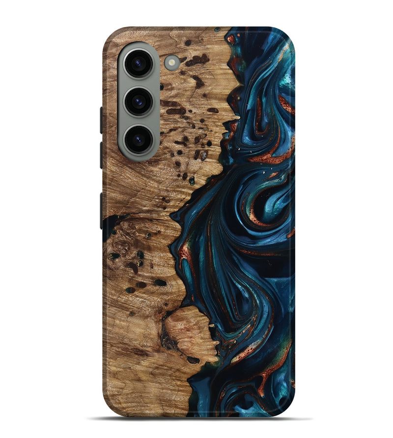 Galaxy S23 Plus Wood Live Edge Phone Case - Misael (Teal & Gold, 816902)