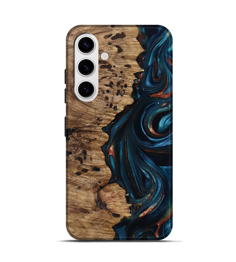 Galaxy S25 Wood Live Edge Phone Case - Misael (Teal & Gold, 816902)