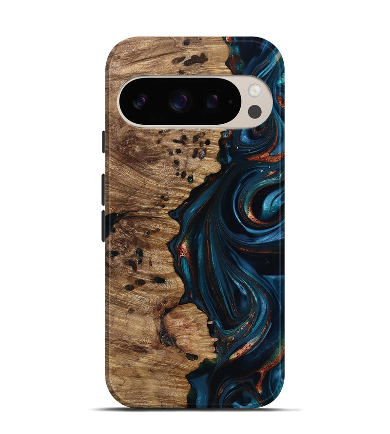 Pixel 10 Wood Live Edge Phone Case - Misael (Teal & Gold, 816902)