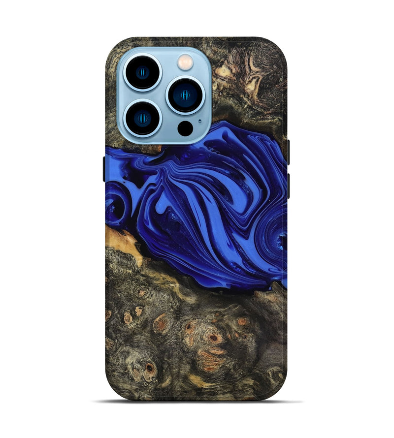 iPhone 14 Pro Wood Live Edge Phone Case - Kayce (Blue, 816903)
