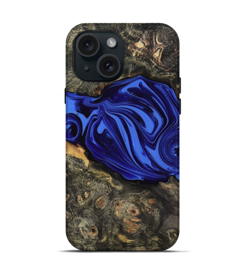 iPhone 15 Wood Live Edge Phone Case - Kayce (Blue, 816903)