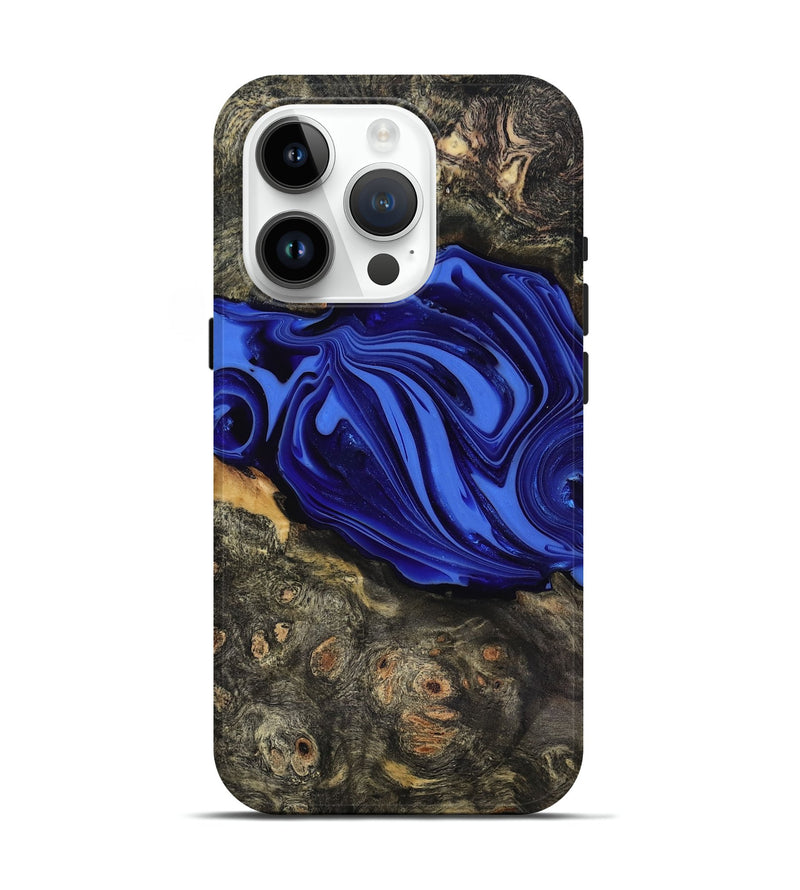 iPhone 15 Pro Wood Live Edge Phone Case - Kayce (Blue, 816903)