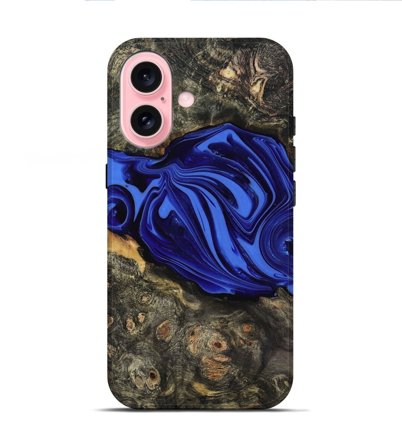 iPhone 16 Wood Live Edge Phone Case - Kayce (Blue, 816903)