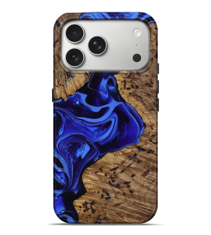 iPhone 17 Pro Max Wood Live Edge Phone Case - Tianna (Blue, 816904)