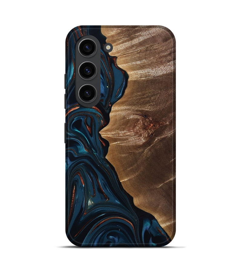 Galaxy S23 Wood Live Edge Phone Case - Wilber (Teal & Gold, 816905)