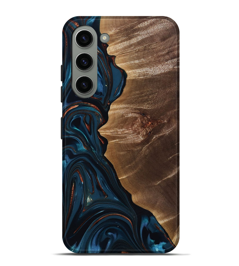 Galaxy S23 Plus Wood Live Edge Phone Case - Wilber (Teal & Gold, 816905)