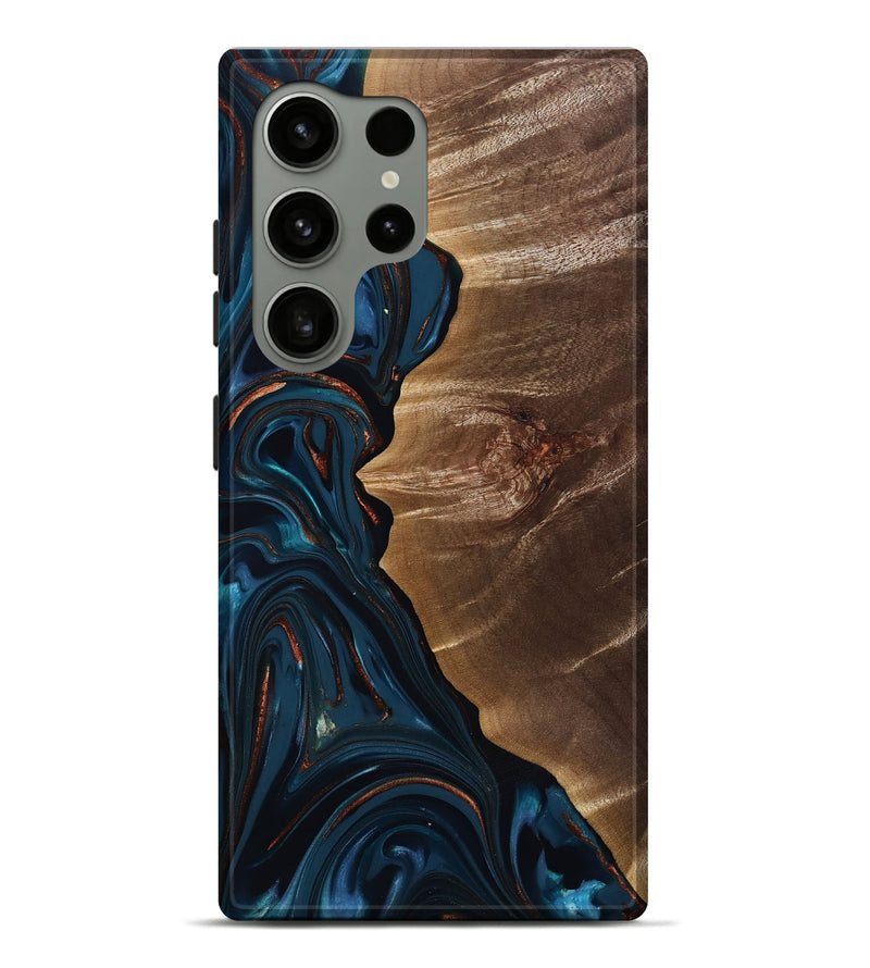 Galaxy S24 Ultra Wood Live Edge Phone Case - Wilber (Teal & Gold, 816905)