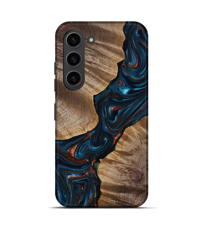 Galaxy S23 Wood Live Edge Phone Case - Hanna (Teal & Gold, 816906)