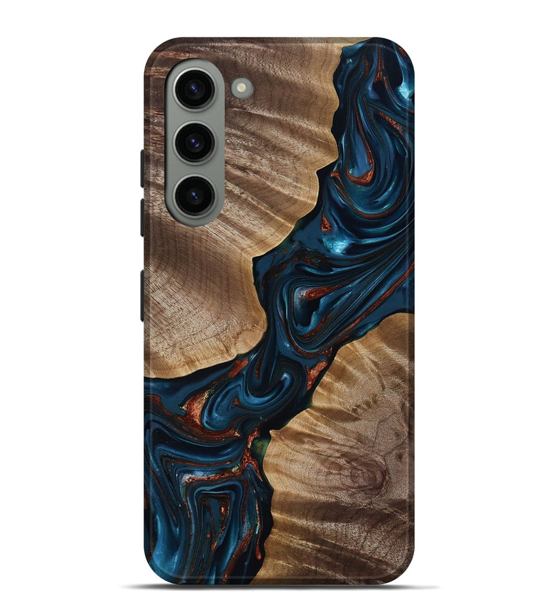 Galaxy S23 Plus Wood Live Edge Phone Case - Hanna (Teal & Gold, 816906)