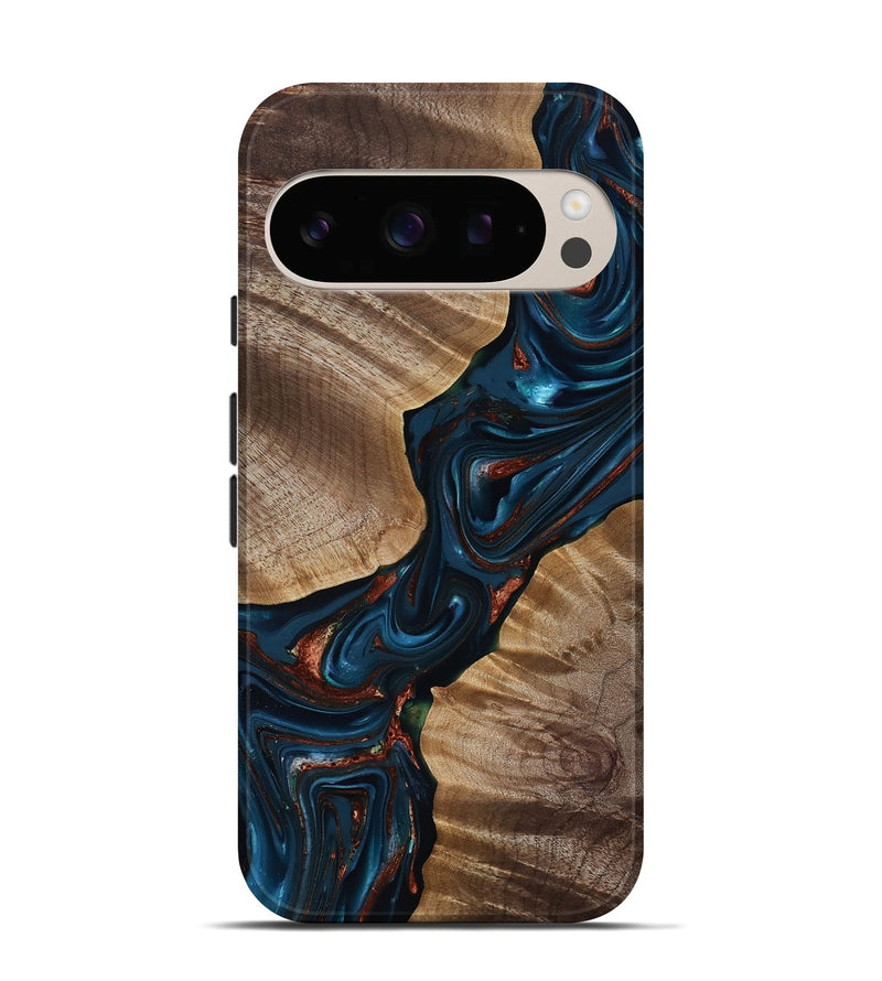 Pixel 10 Wood Live Edge Phone Case - Hanna (Teal & Gold, 816906)