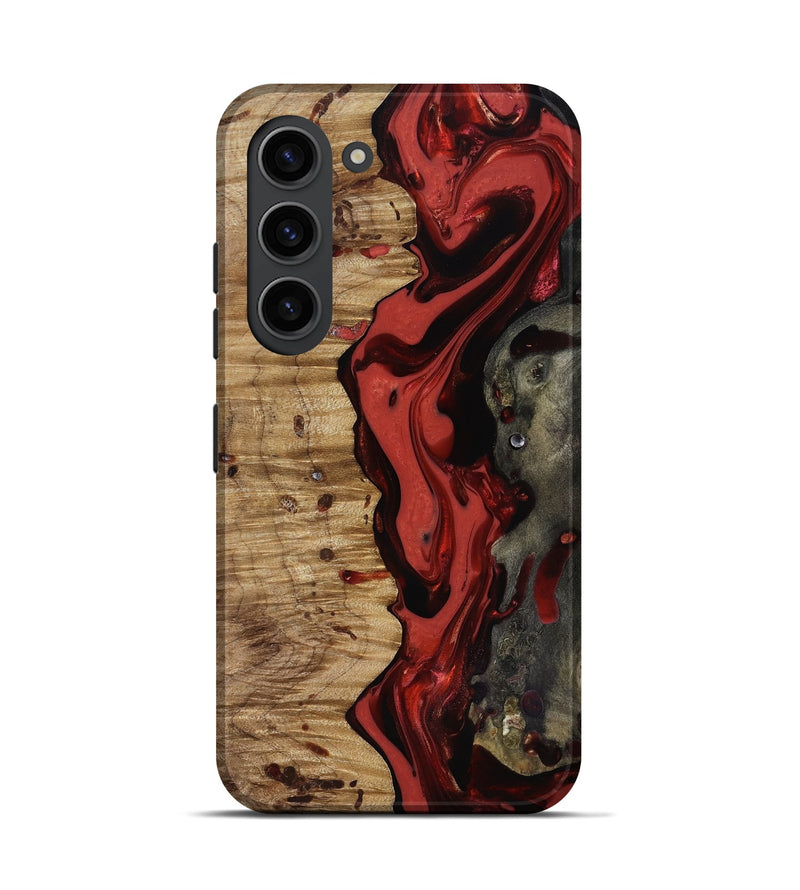 Galaxy S23 Wood Live Edge Phone Case - Dottie (Red, 816908)