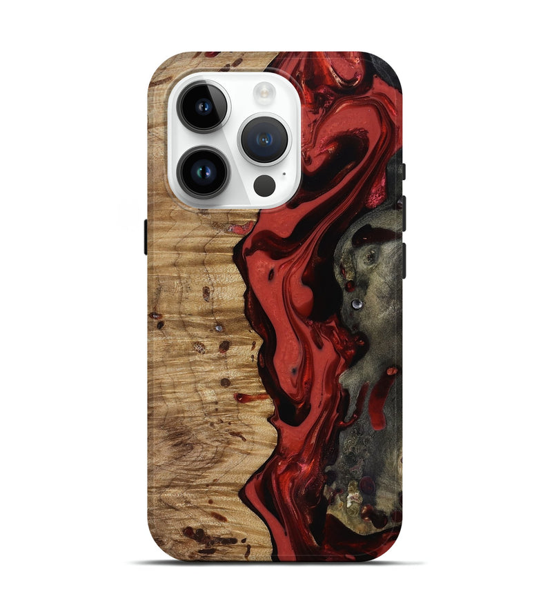 iPhone 15 Pro Wood Live Edge Phone Case - Dottie (Red, 816908)