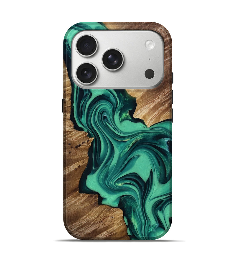 iPhone 17 Pro Wood Live Edge Phone Case - Kerrie (Green, 816914)
