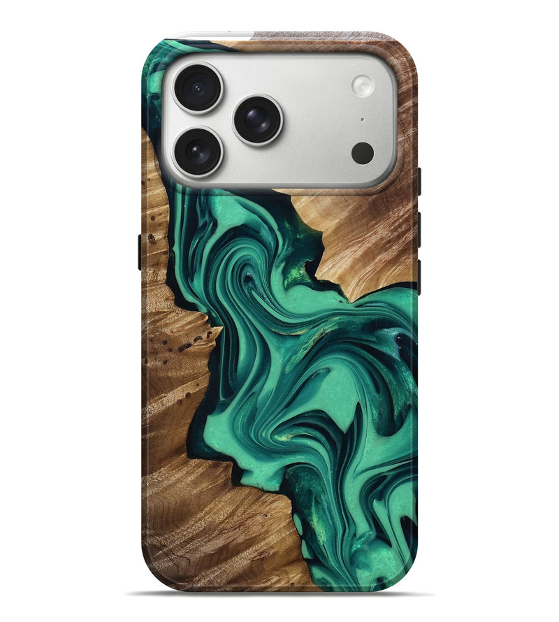 iPhone 17 Pro Max Wood Live Edge Phone Case - Kerrie (Green, 816914)