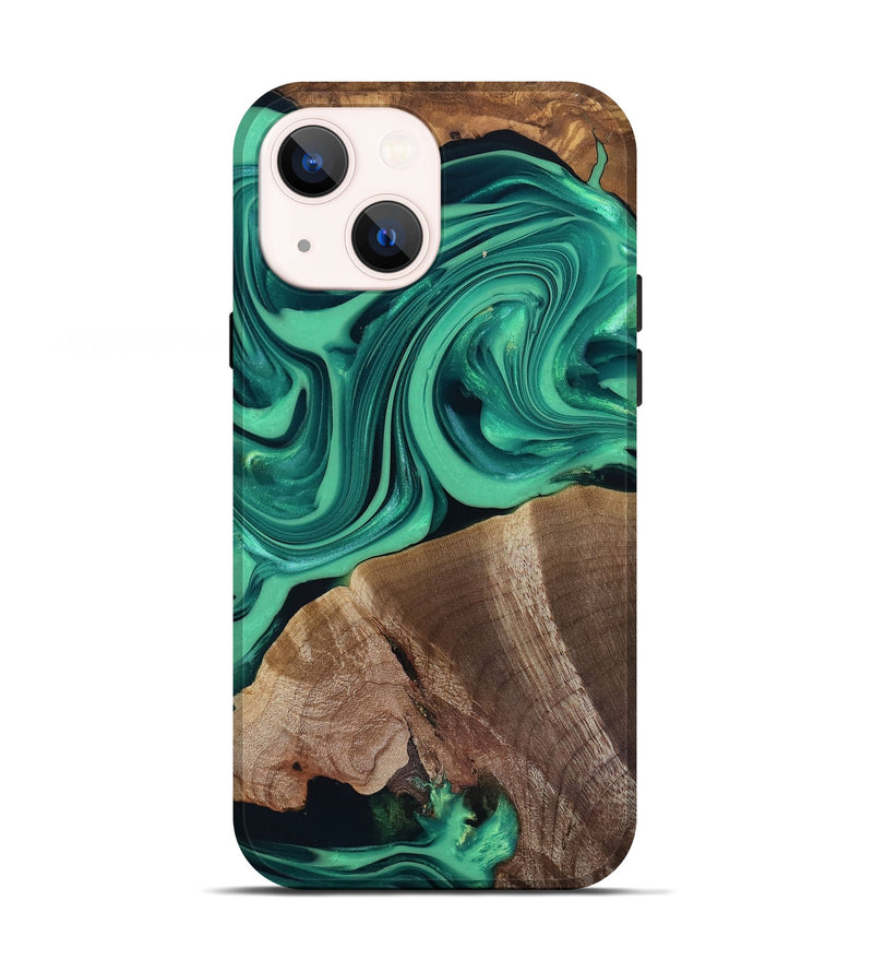 iPhone 13 Wood Live Edge Phone Case - Annetta (Green, 816918)