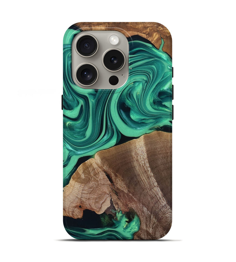 iPhone 16 Pro Wood Live Edge Phone Case - Annetta (Green, 816918)