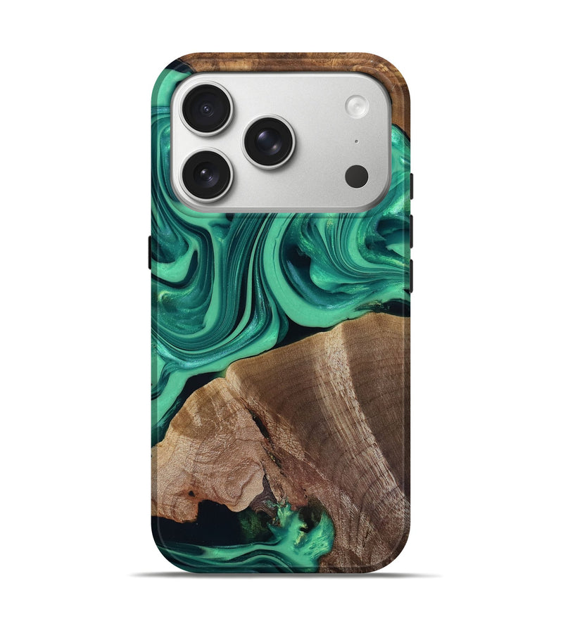 iPhone 17 Pro Wood Live Edge Phone Case - Annetta (Green, 816918)