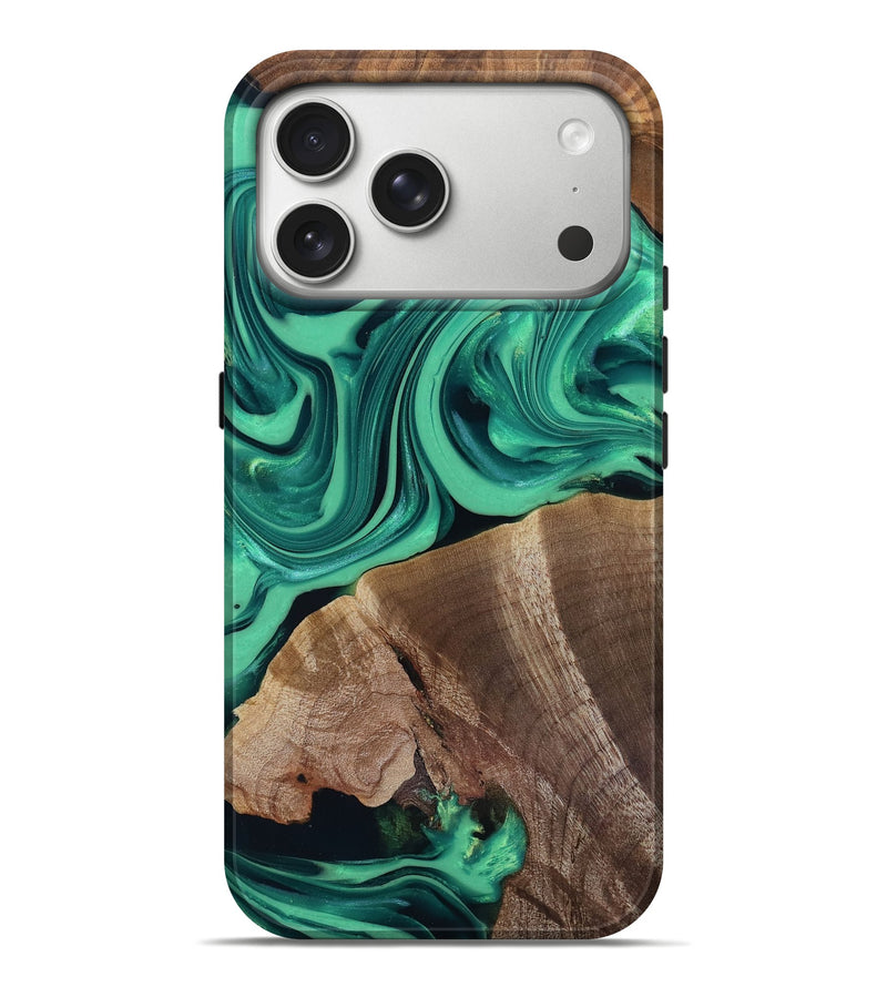 iPhone 17 Pro Max Wood Live Edge Phone Case - Annetta (Green, 816918)
