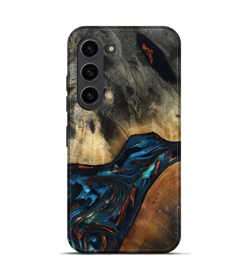 Galaxy S23 Wood Live Edge Phone Case - Jericho (Teal & Gold, 816923)