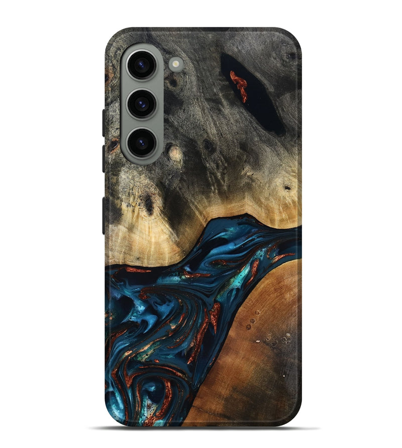 Galaxy S23 Plus Wood Live Edge Phone Case - Jericho (Teal & Gold, 816923)