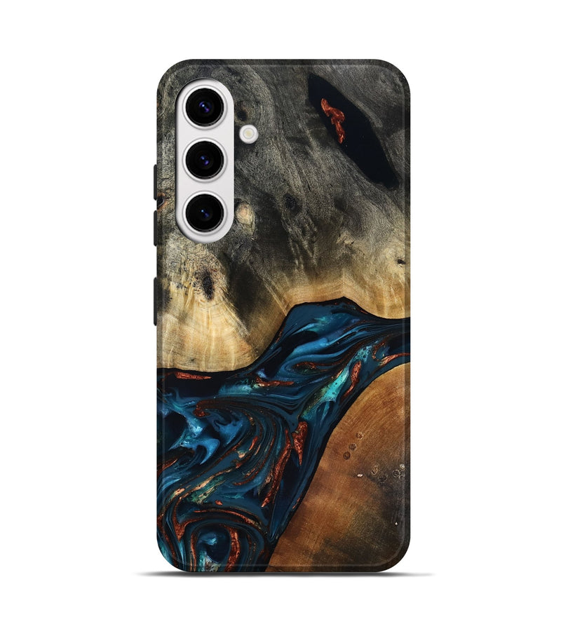 Galaxy S25 Wood Live Edge Phone Case - Jericho (Teal & Gold, 816923)