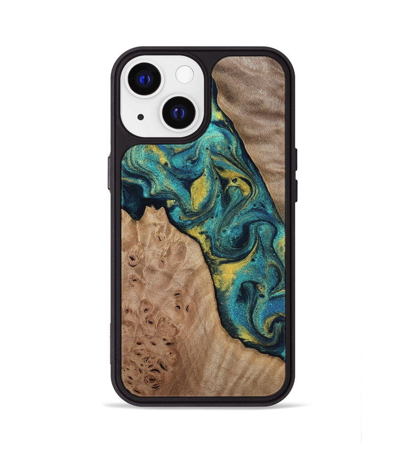 iPhone 13 Wood Phone Case - Sidney (Teal & Gold, 816931)