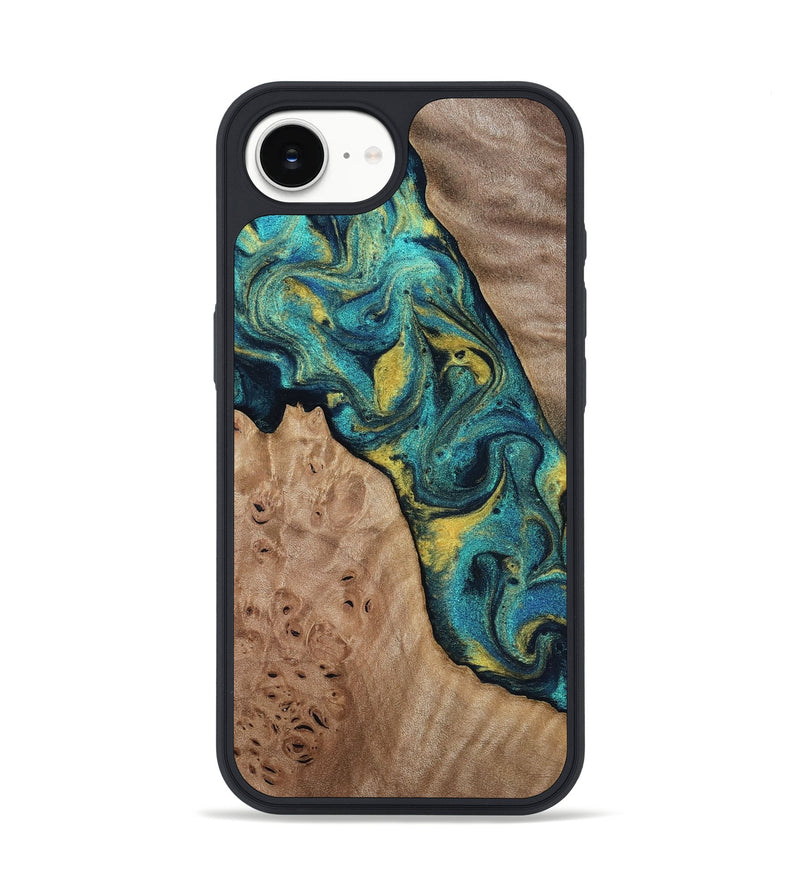 iPhone 17e Wood Phone Case - Sidney (Teal & Gold, 816931)