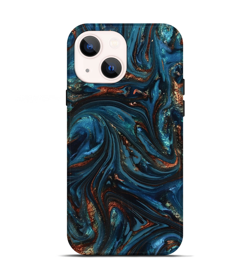 iPhone 13 ResinArt Live Edge Phone Case - Dimitri (Teal & Gold, 816991)
