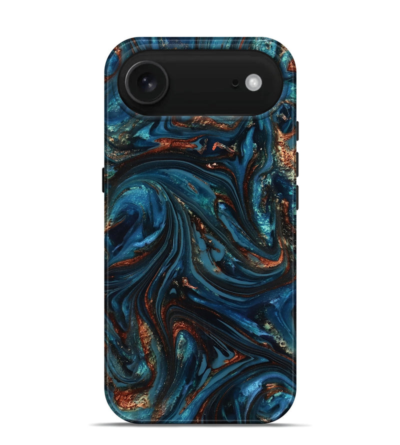 iPhone 17 Air ResinArt Live Edge Phone Case - Dimitri (Teal & Gold, 816991)