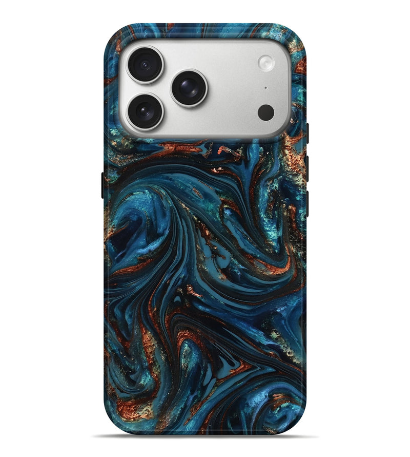 iPhone 17 Pro Max ResinArt Live Edge Phone Case - Dimitri (Teal & Gold, 816991)