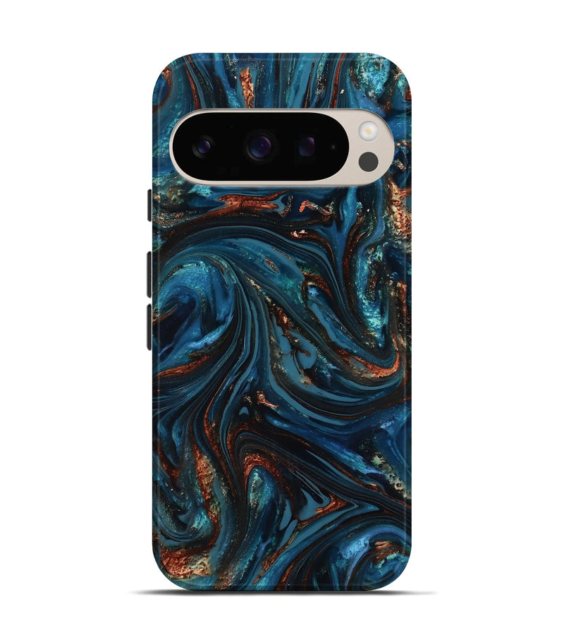 Pixel 10 ResinArt Live Edge Phone Case - Dimitri (Teal & Gold, 816991)