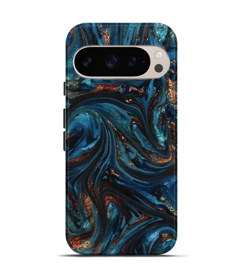 Pixel 9 ResinArt Live Edge Phone Case - Dimitri (Teal & Gold, 816991)