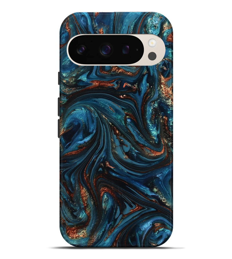 Pixel 9 Pro XL ResinArt Live Edge Phone Case - Dimitri (Teal & Gold, 816991)