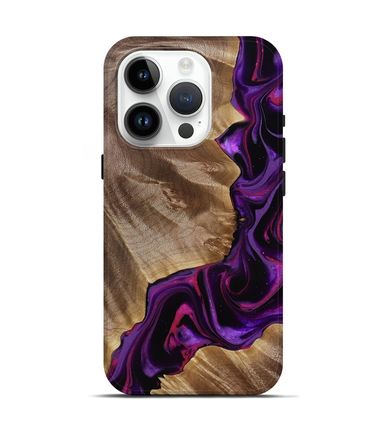iPhone 15 Pro Wood Live Edge Phone Case - Ibrahim (Purple, 816995)