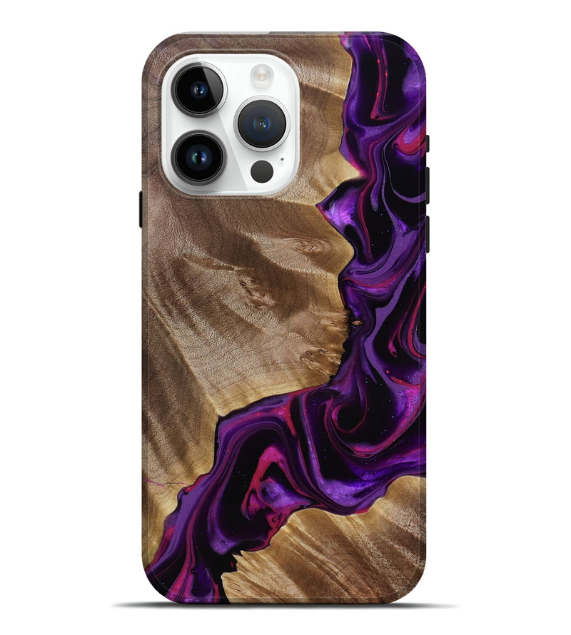 iPhone 15 Pro Max Wood Live Edge Phone Case - Ibrahim (Purple, 816995)