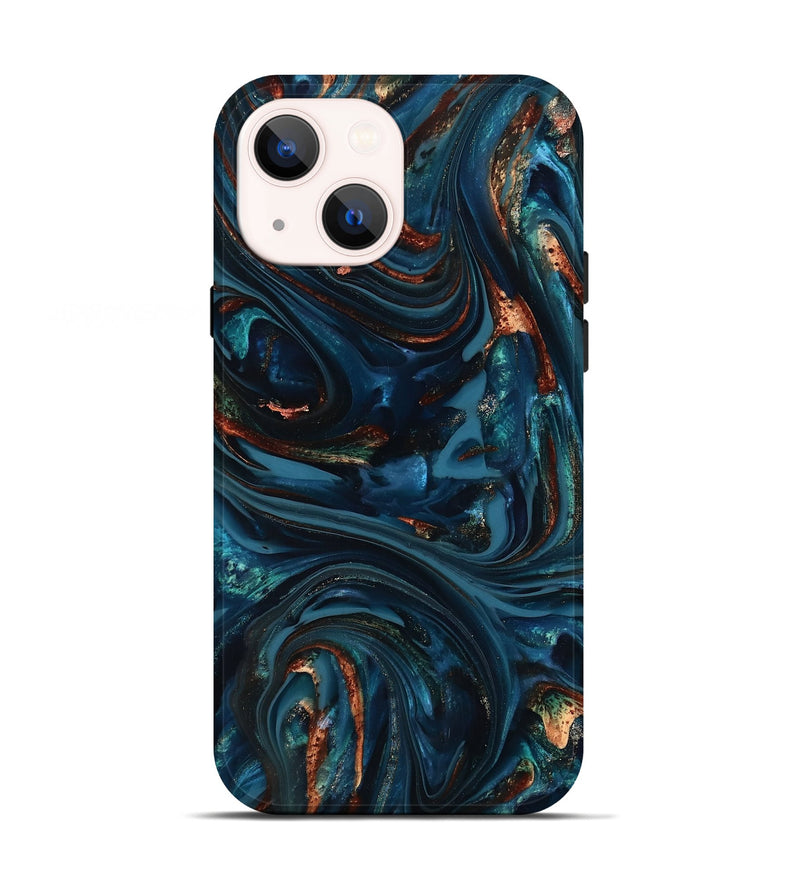 iPhone 13 ResinArt Live Edge Phone Case - Kay (Teal & Gold, 816998)