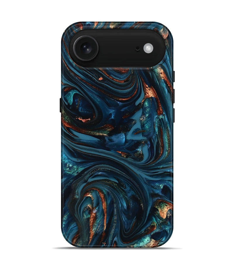 iPhone 17 Air ResinArt Live Edge Phone Case - Kay (Teal & Gold, 816998)