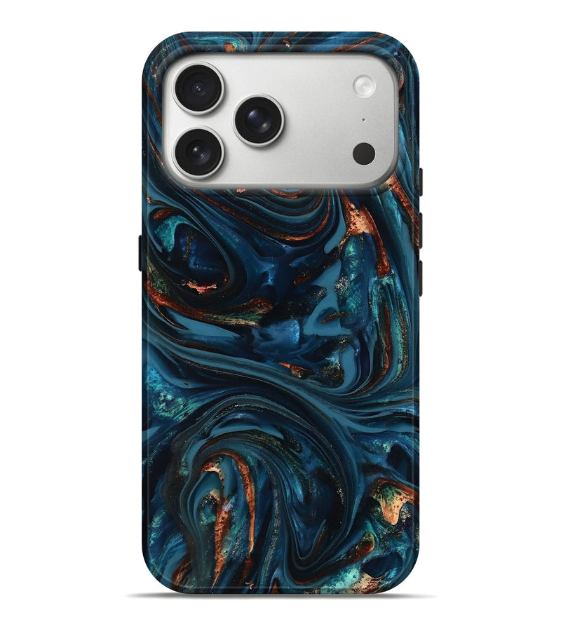iPhone 17 Pro Max ResinArt Live Edge Phone Case - Kay (Teal & Gold, 816998)