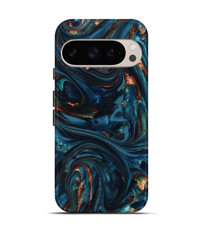 Pixel 10 ResinArt Live Edge Phone Case - Kay (Teal & Gold, 816998)