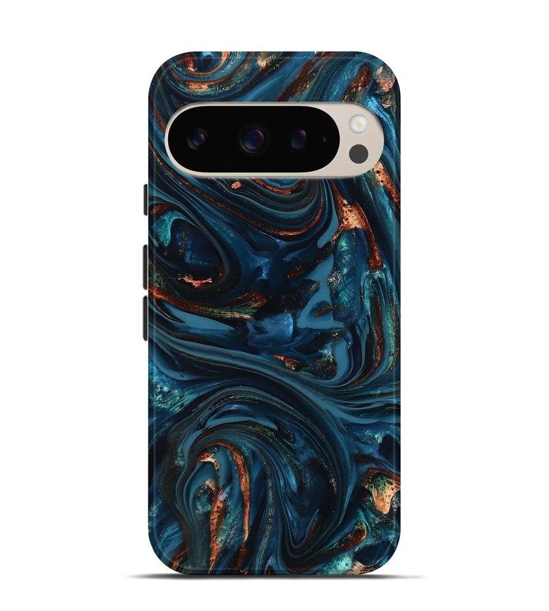 Pixel 9 ResinArt Live Edge Phone Case - Kay (Teal & Gold, 816998)